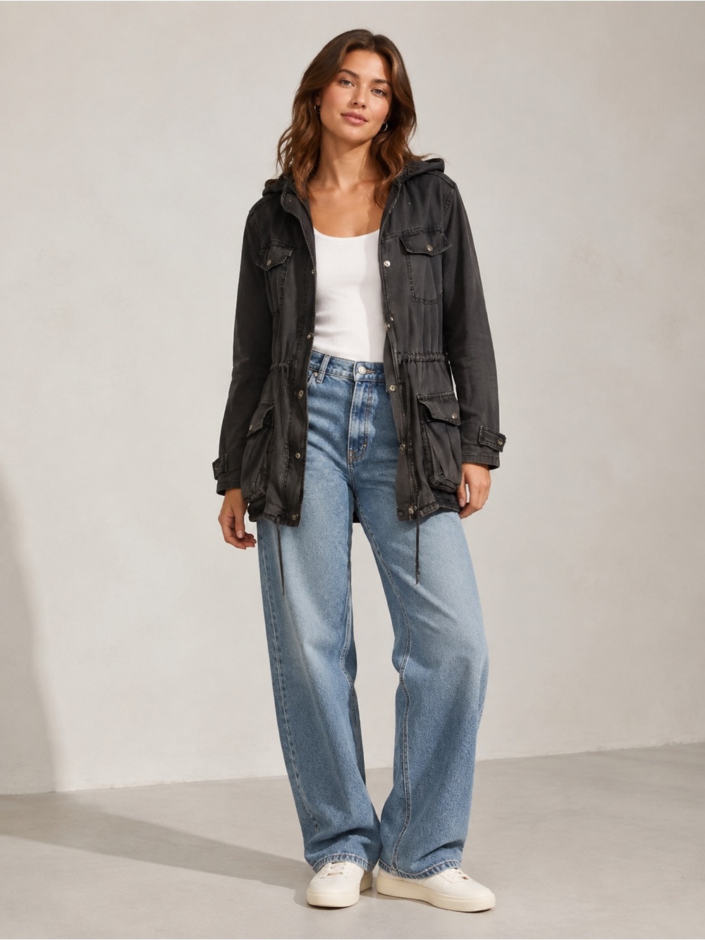 Aritzia Talula Trooper utility jacket in grey cotton